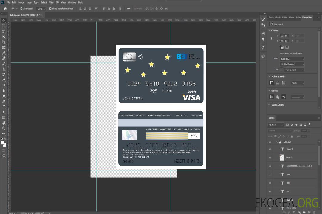Carte visa bancaire internationale de Bosnie-Herzégovine template Carte visa bancaire internationale de Bosnie-Herzégovine template